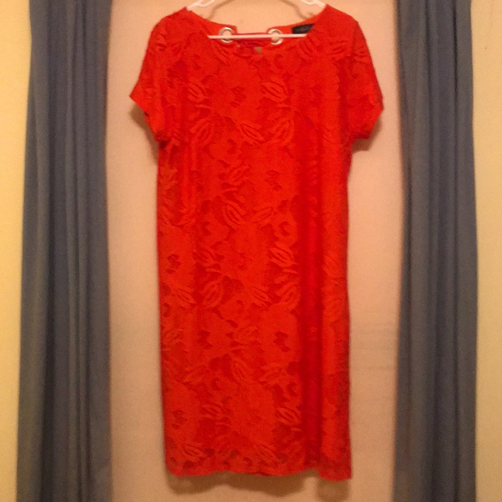 August Silk coral dress Size L